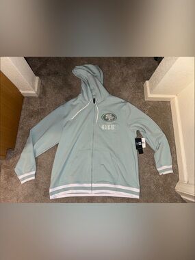 New Era Men's Light Mint Full-Zip Hoodie with 49ERS Crest